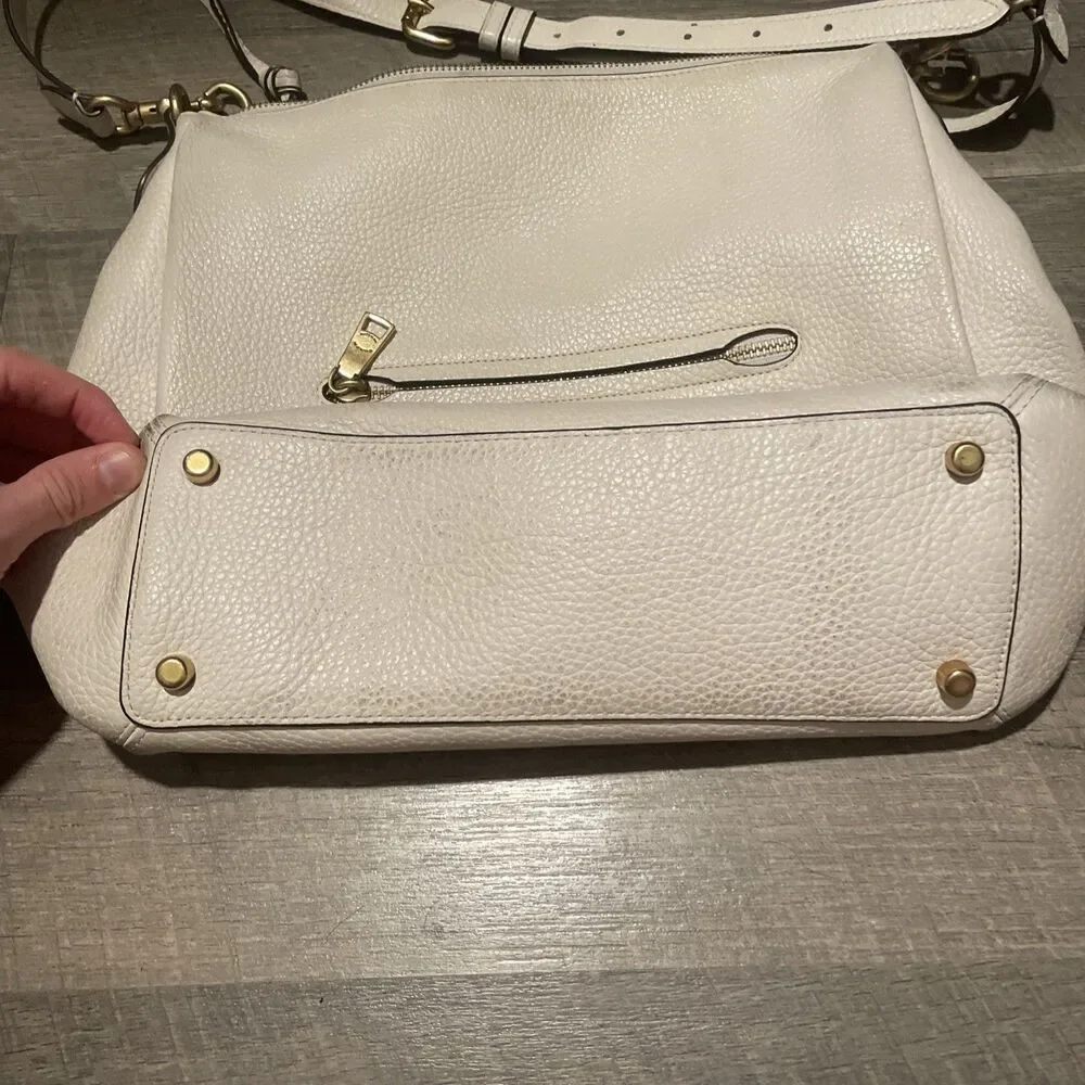 Coach Shay Shoulder Bag Pebble Leather Cream Bone Ivory 93811 Brass